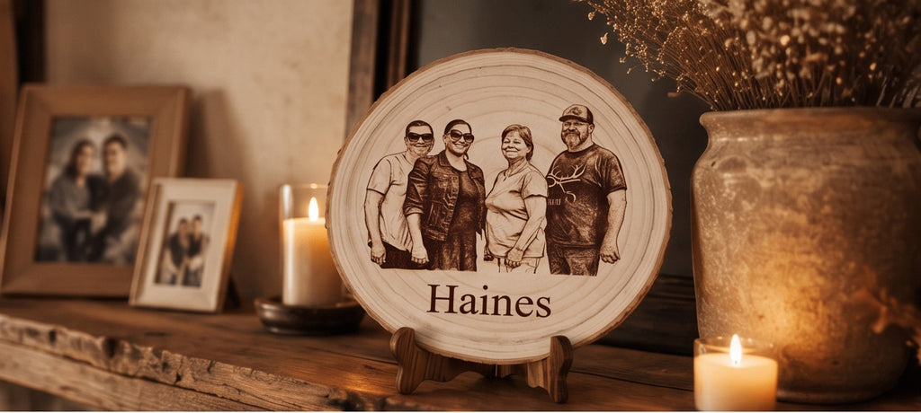 Personalized Photo Engraving Effect on Wood, Custom Couple Portrait Gift, Rustic Anniversary Decor, Engraved Wood Picture, Wedding Gift