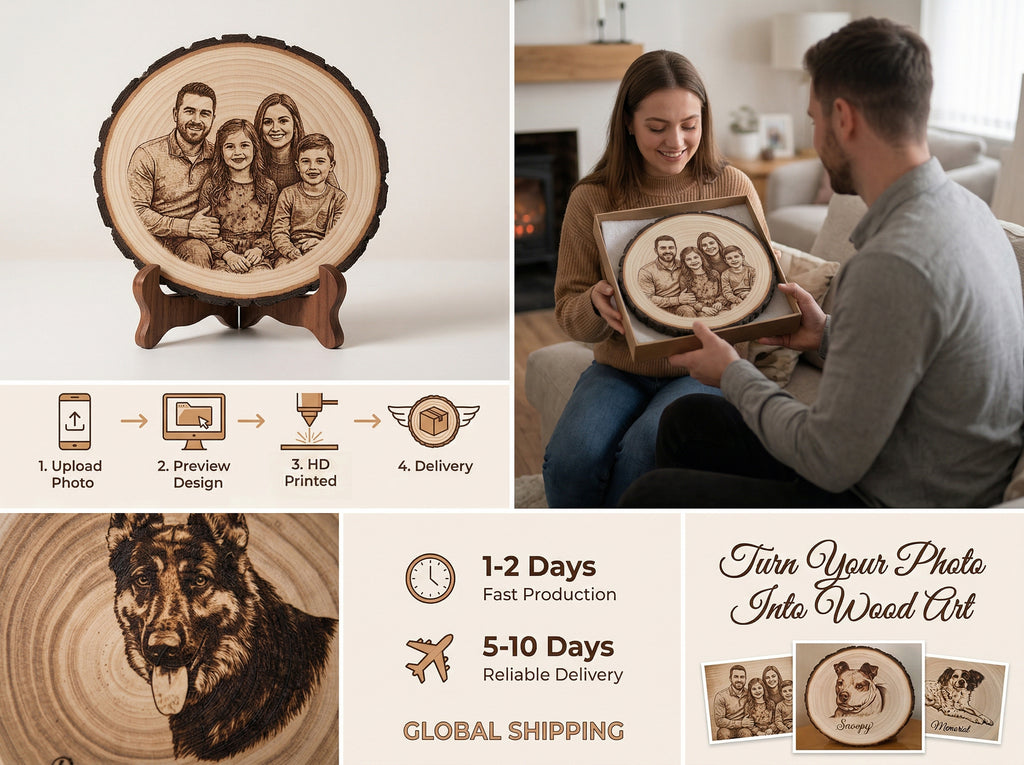 Personalized Photo Engraving Effect on Wood, Custom Couple Portrait Gift, Rustic Anniversary Decor, Engraved Wood Picture, Wedding Gift